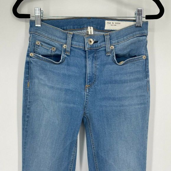 Rag & Bone Ankle Skinny Jeans Womens 26 Mid Rise Stretch Crop Raw Hem Denim Blue - Picture 2 of 12